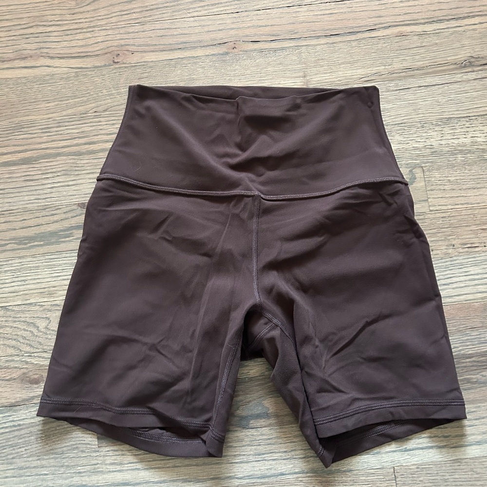 CRZ YOGA High-Waist Athletic Bike Shorts in Dark Brown